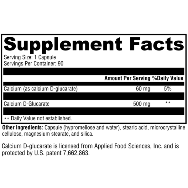 Calcium D-Glucarate 90 Capsules Supplement Facts