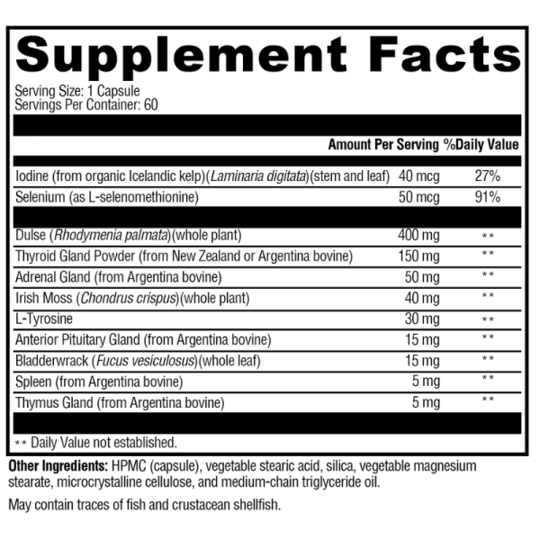 T-150 60 Capsules Supplement Facts